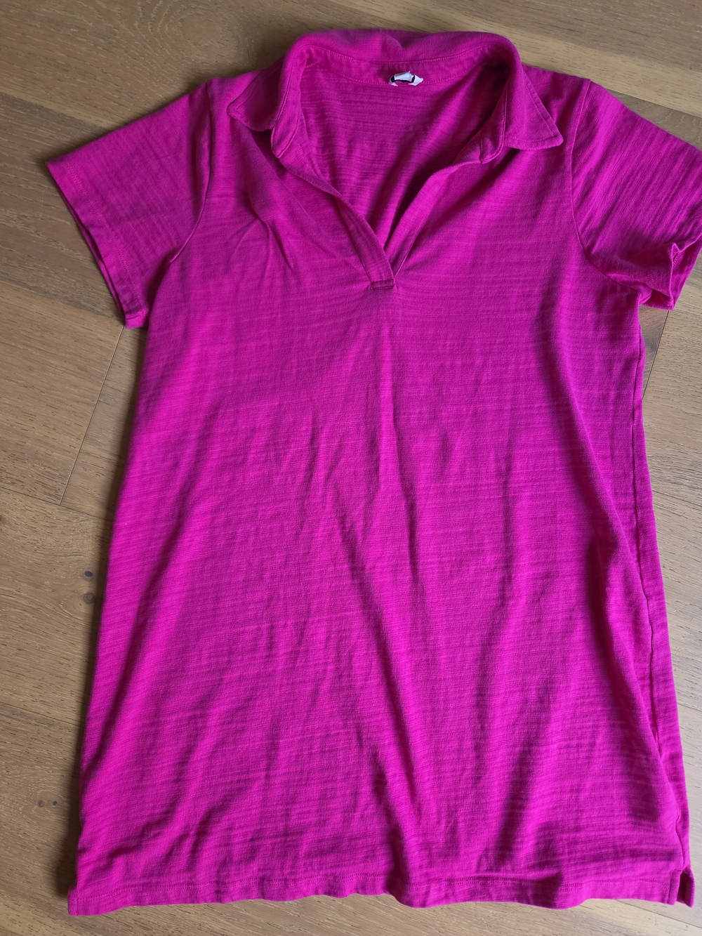 J Crew Factory 100% Cotton Pink Polo-Style Short Sleeve Dress, Size Large